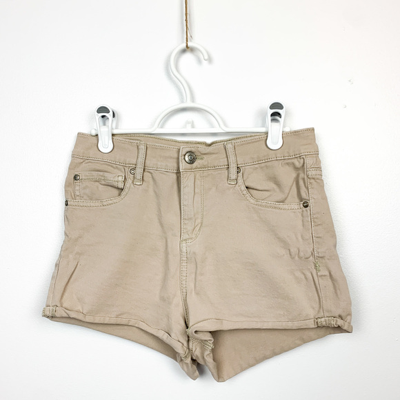 Garage Denim Beige Stretch Shorts - Picture 1 of 11